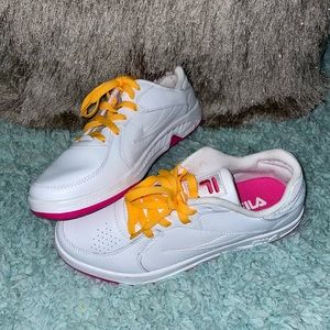 White and Pink Bottom Fila’s